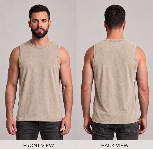 DigiPrint Unisex Vintage Tank Top (Acid/Mineral washed), Single Print