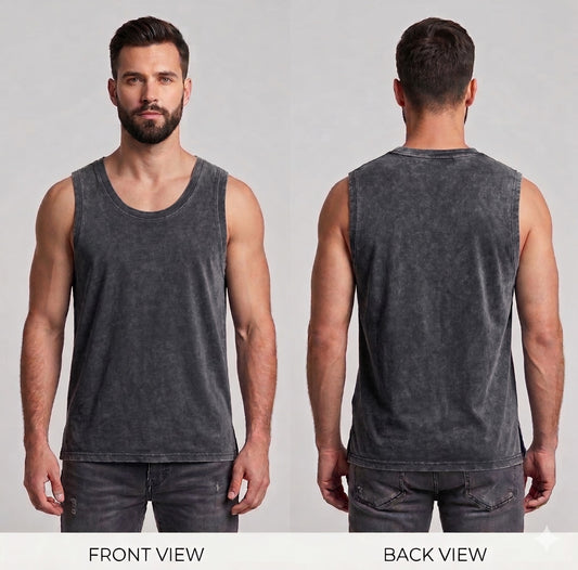 DigiPrint Unisex Vintage Tank Top (Acid/Mineral washed), Single Print