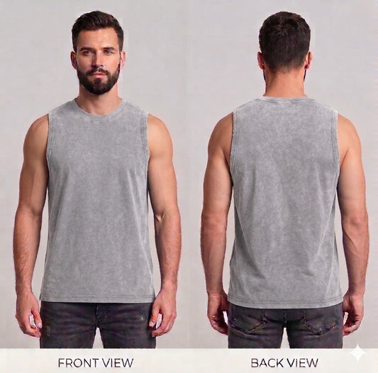 DigiPrint Unisex Vintage Tank Top (Acid/Mineral), Double Print